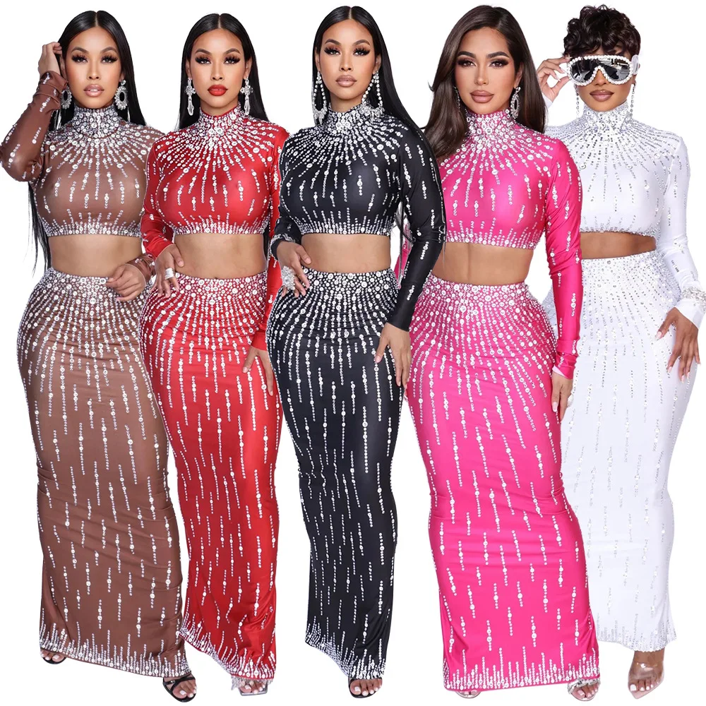 Crop Top Crochet - Women Set Street long sleeve Print