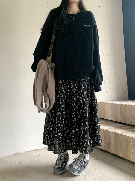 plus Size Women's High Waist F - Midi Skirt Floral ulasan dan harga