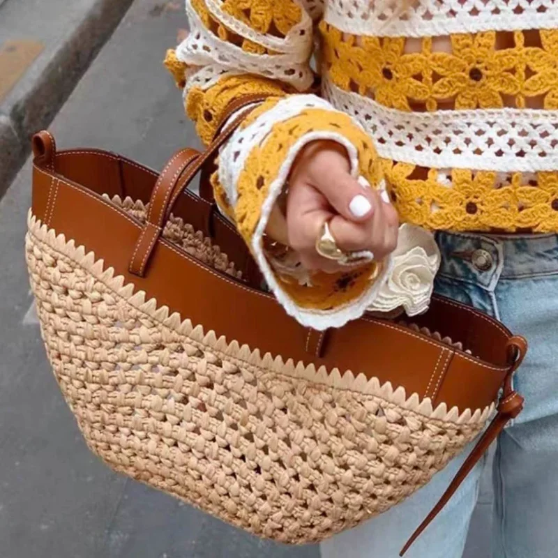 Luxury Raffia Straw Tote Bag,F - Crochet Bag Raffia ulasan dan harga