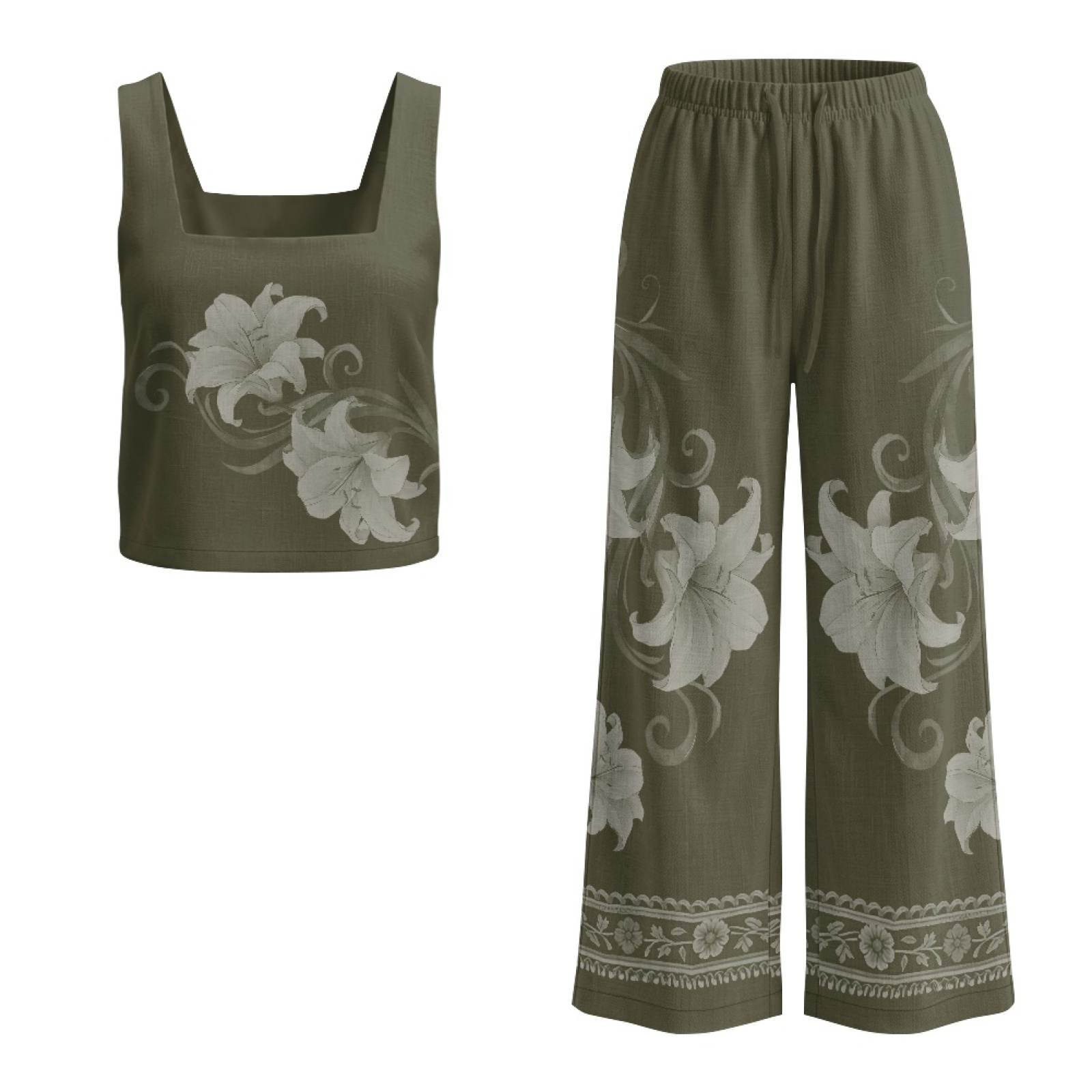 INSTANTARTS Women’s Linen Vest - Linen Pant Wide ulasan dan harga