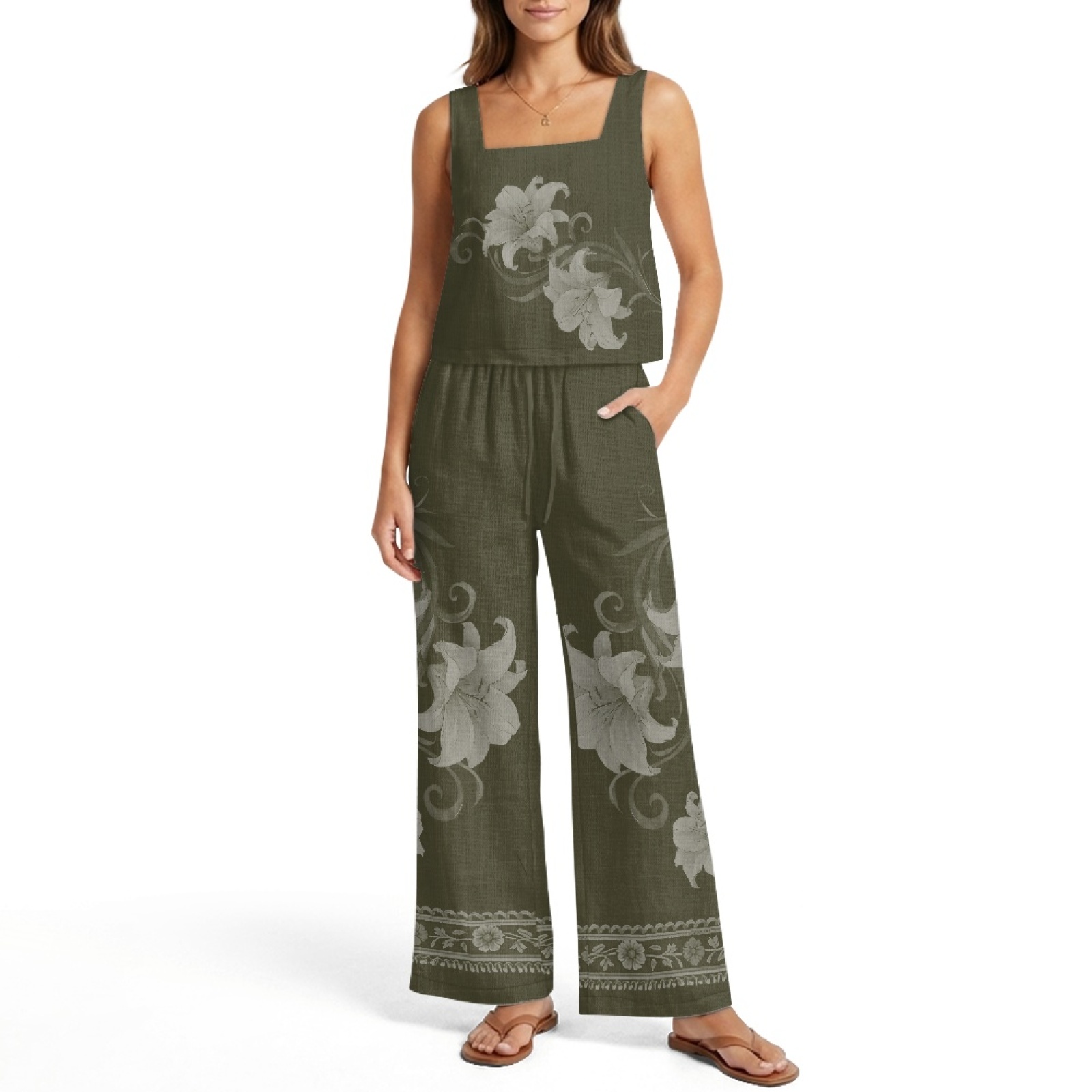 INSTANTARTS Women’s Linen Vest - Linen Pant Wide ulasan dan harga
