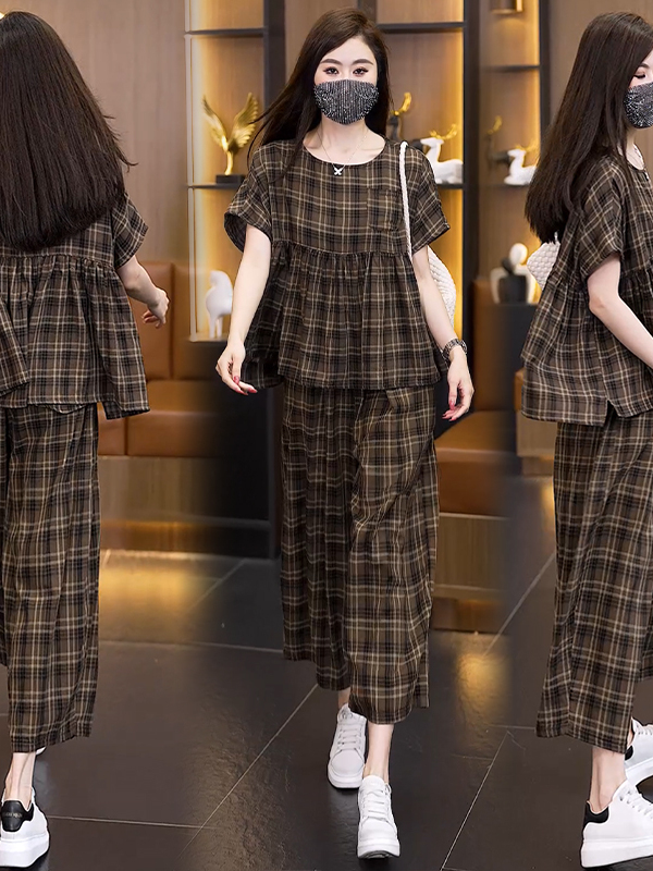 Summer 2026 plus Size Plaid Co - Linen Pant Wide ulasan dan harga