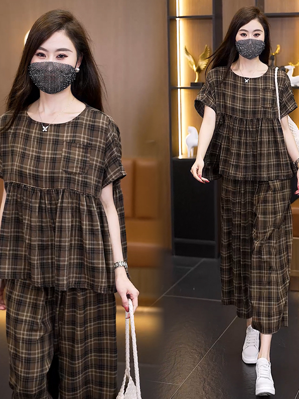 Summer 2026 plus Size Plaid Co - Linen Pant Wide ulasan dan harga