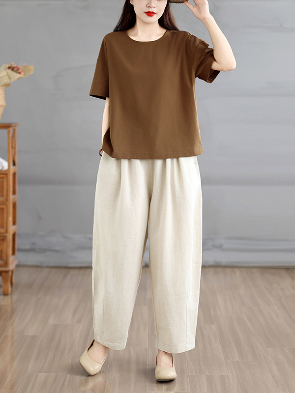 Summer Ethnic Style Women's Lo - Linen Pant Wide ulasan dan harga