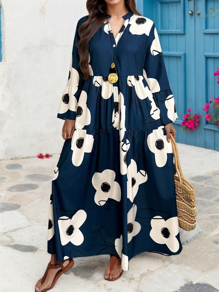 XL-4XL Plus Size Clothes Dress - Midi Skirt Floral ulasan dan harga
